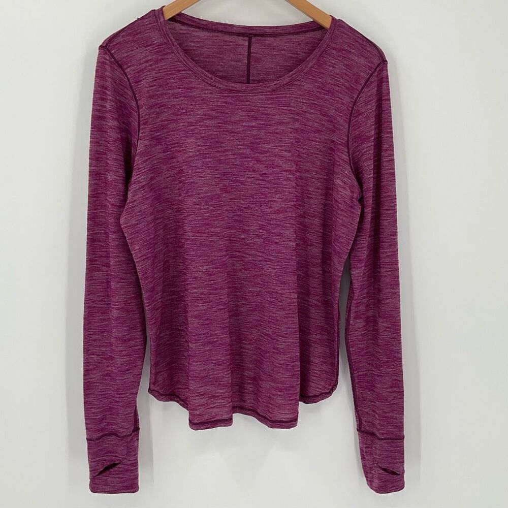 Lululemon On The Run Long Sleeve Top Heathered Chilled Grape Purple Women 10‎